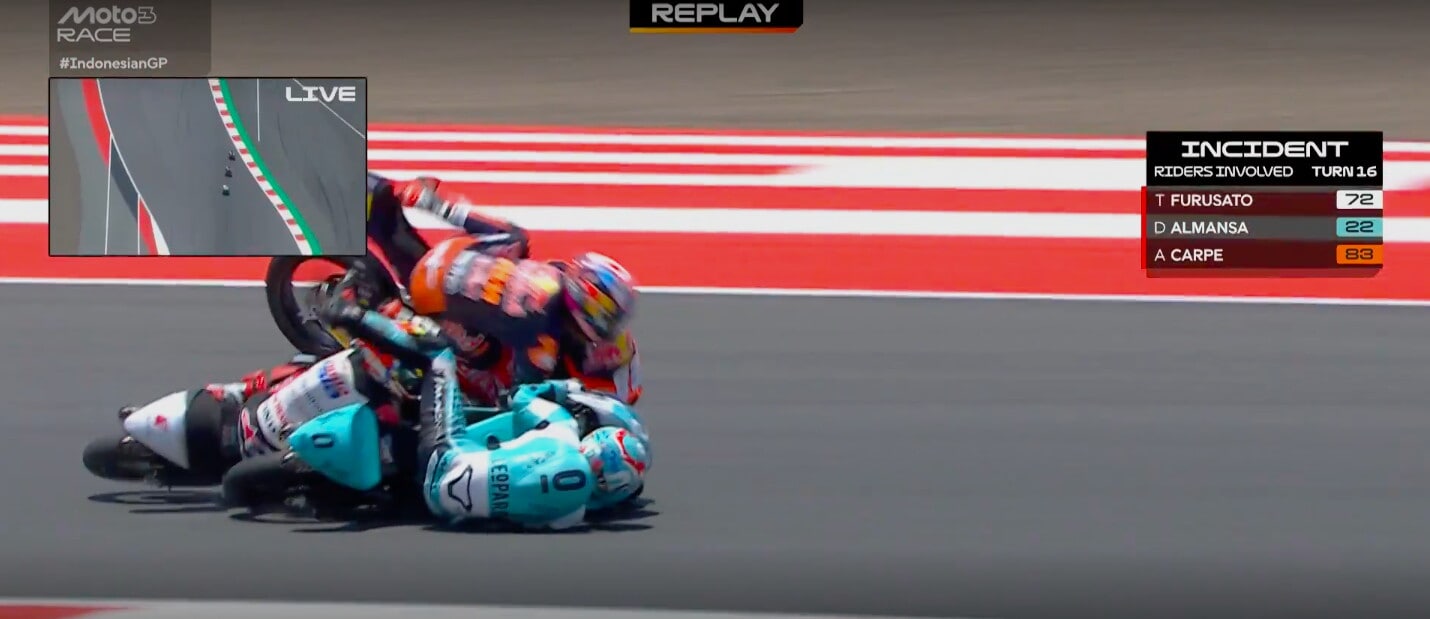 Incidenti Moto3, GP d'Indonesia: gara conclusa sotto "bandiera rossa"