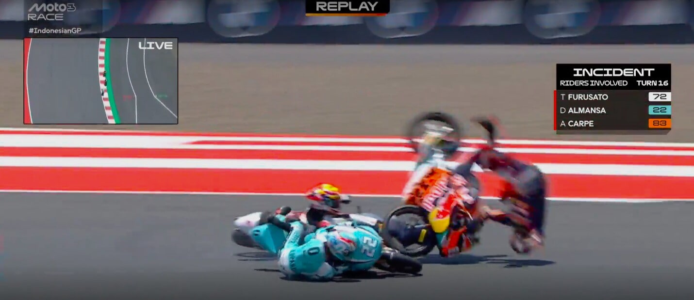 Incidenti Moto3, GP d'Indonesia: gara conclusa sotto "bandiera rossa"
