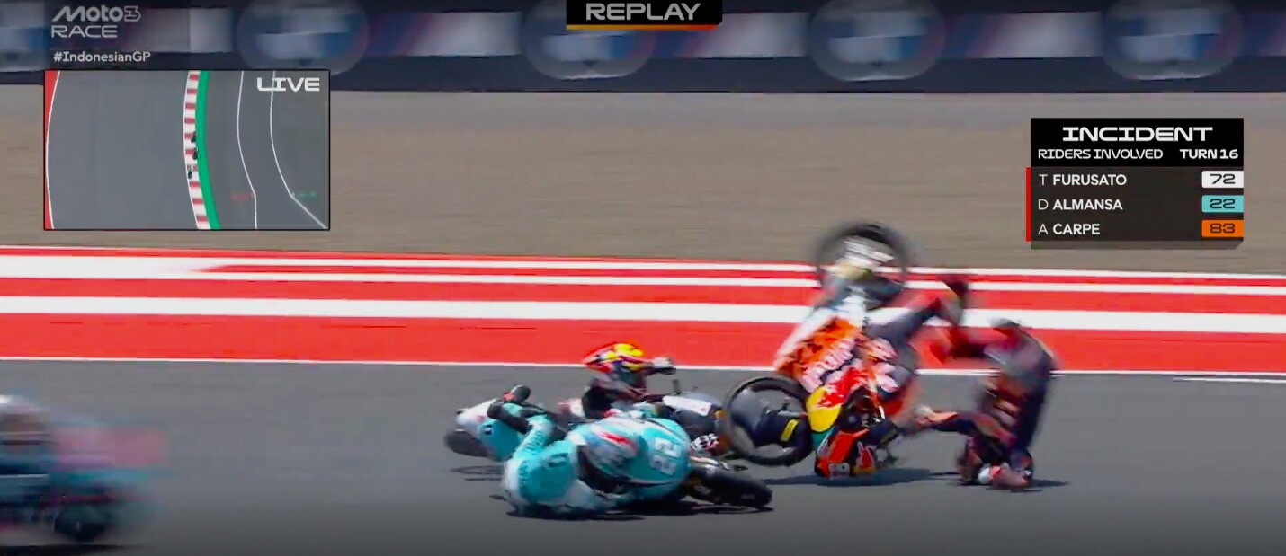 Incidenti Moto3, GP d'Indonesia: gara conclusa sotto "bandiera rossa"