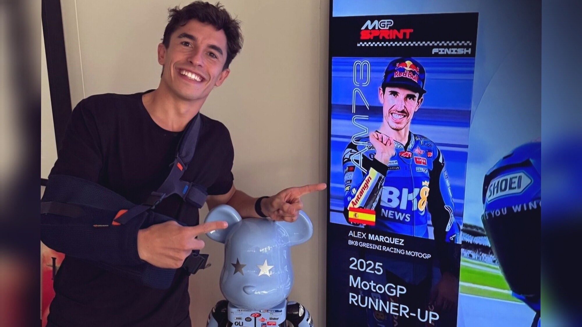 MotoGP: Alex Marquez vice campione, Marc festeggia... da casa