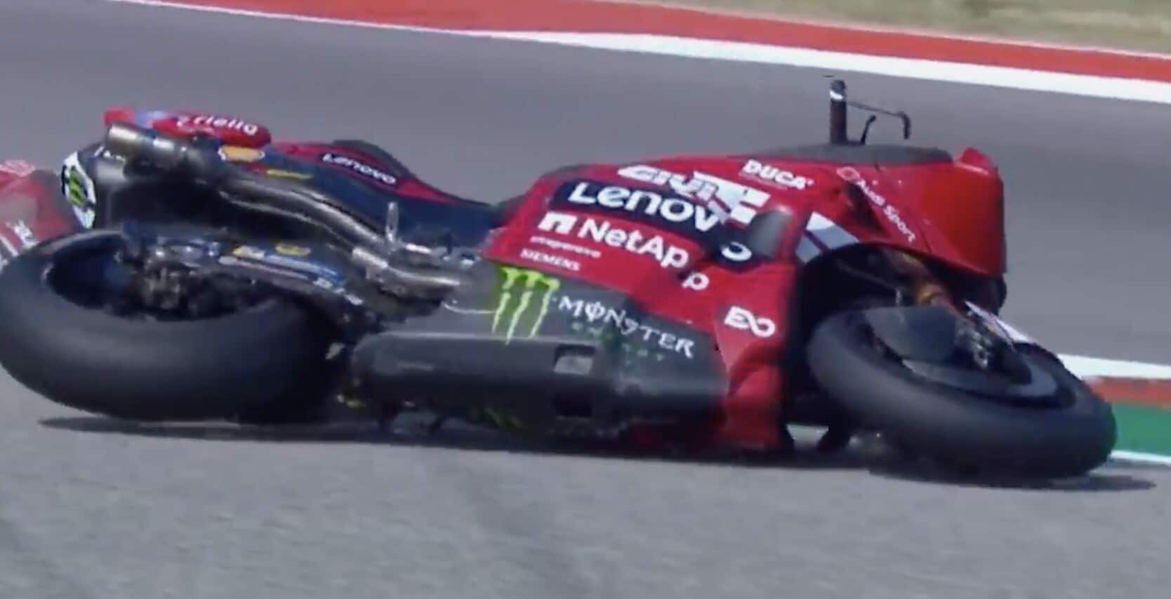 MotoGP USA, inizio da dimenticare per Marquez: la sequenza della caduta in curva 10