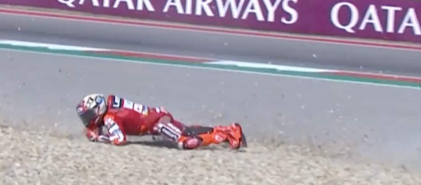 MotoGP USA, inizio da dimenticare per Marquez: la sequenza della caduta in curva 10