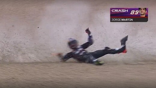 GP Spagna: la caduta a fine turno di Jorge Martin
