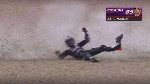 GP Spagna: la caduta a fine turno di Jorge Martin