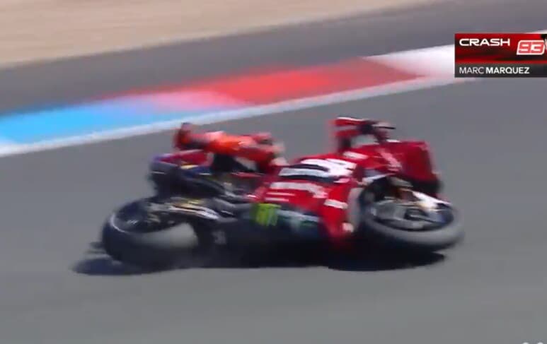 MotoGP, brutta caduta di Marquez: Ducati distrutta