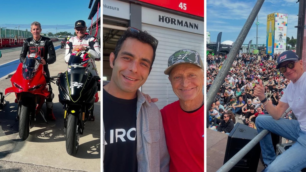 Kevin Schwantz all'EICMA Riding Fest 2025 con Petrucci, Bulega, Cairoli e Bayliss