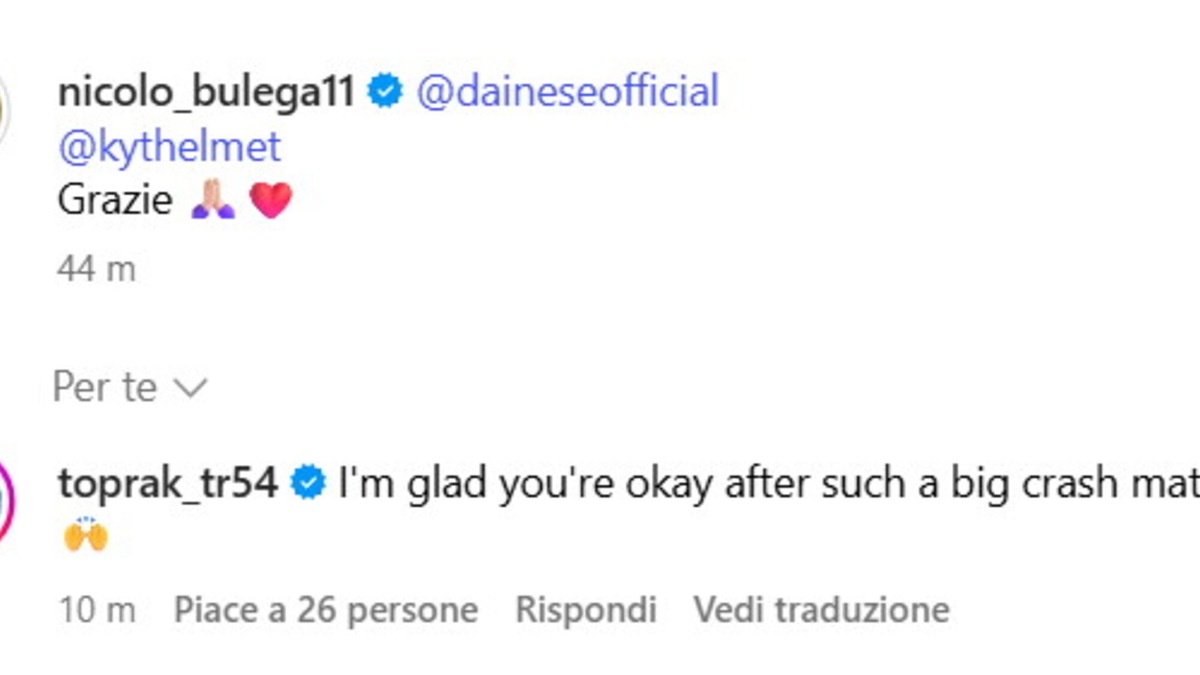 SBK, Toprak vicino a Bulega: “Sono felice che tu stia bene dopo un incidente così grande, amico”