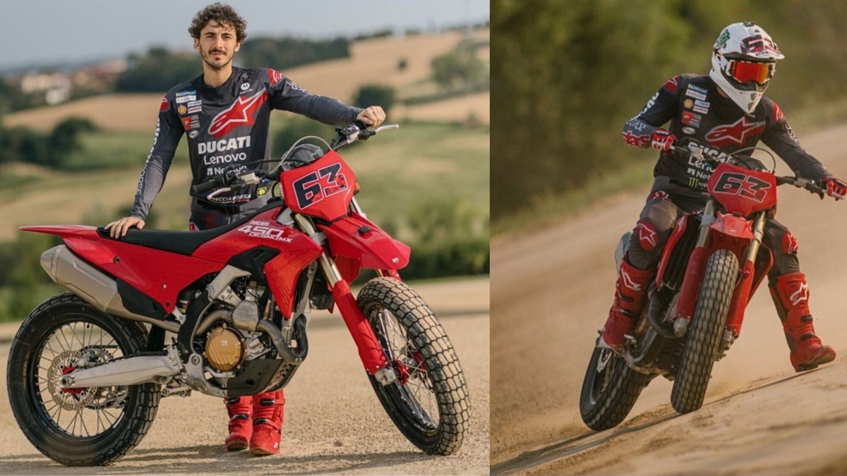 MotoGP, a Bagnaia la nuova Ducati Desmo450 MX per allenarsi al Ranch