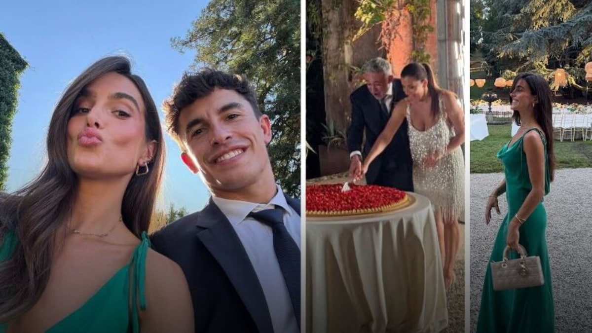 Marc Marquez e Gemma Pinto elegantissimi al matrimonio di Mauro Grassilli