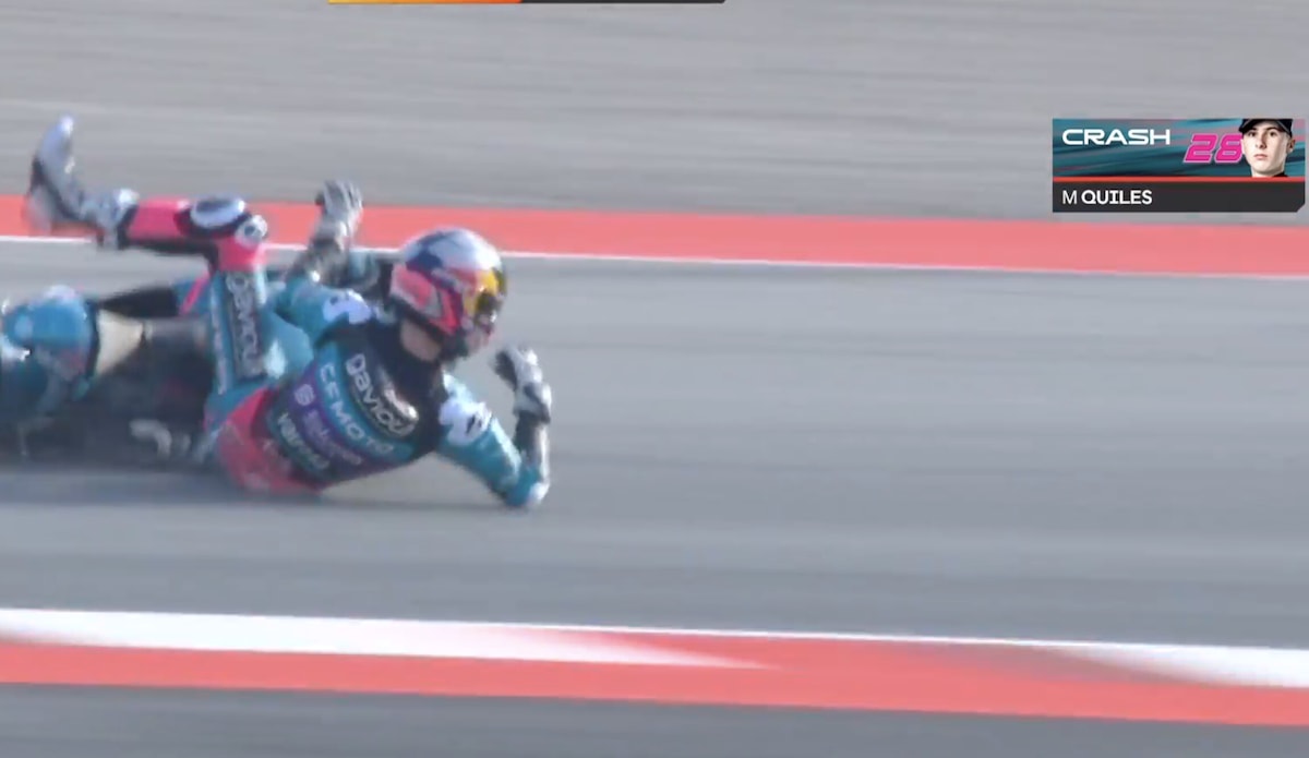 Moto3, la sequenza della spaventosa caduta di Maximo Quiles a Barcellona