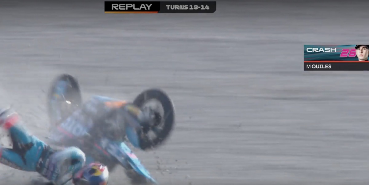 Moto3, la sequenza della spaventosa caduta di Maximo Quiles a Barcellona