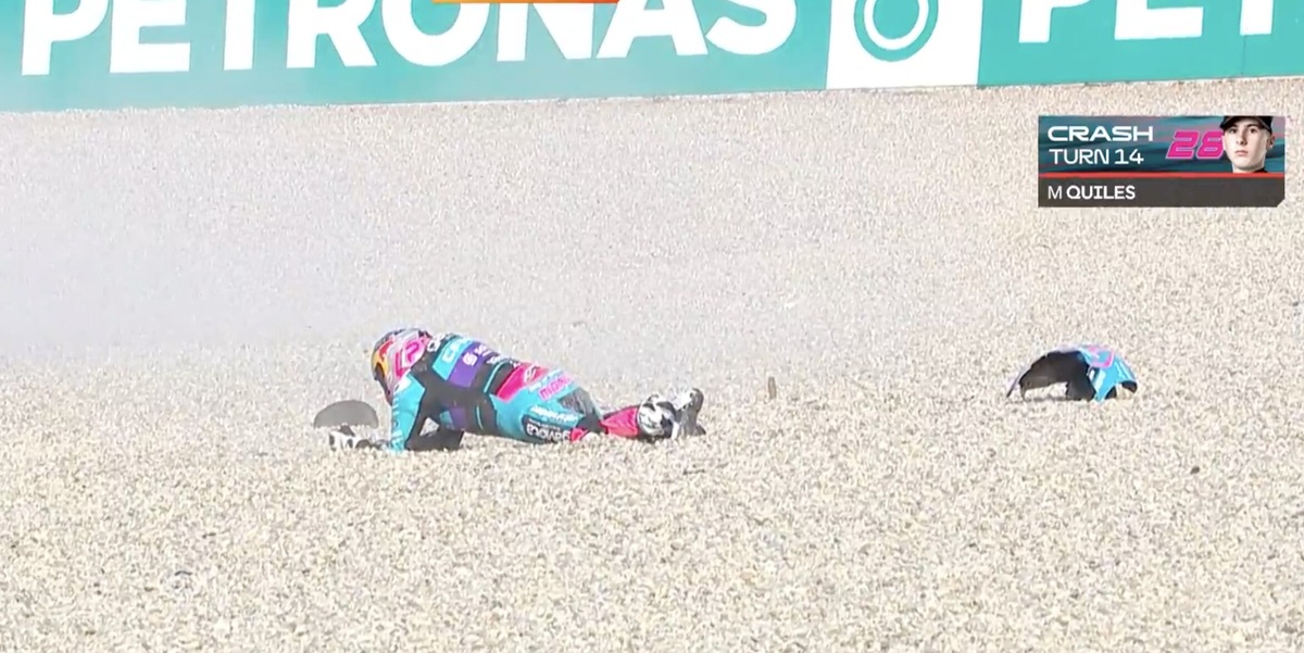 Moto3, la sequenza della spaventosa caduta di Maximo Quiles a Barcellona