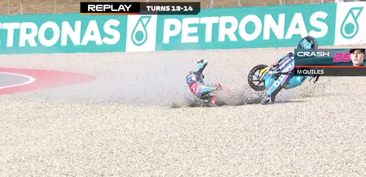 Moto3, la sequenza della spaventosa caduta di Maximo Quiles a Barcellona