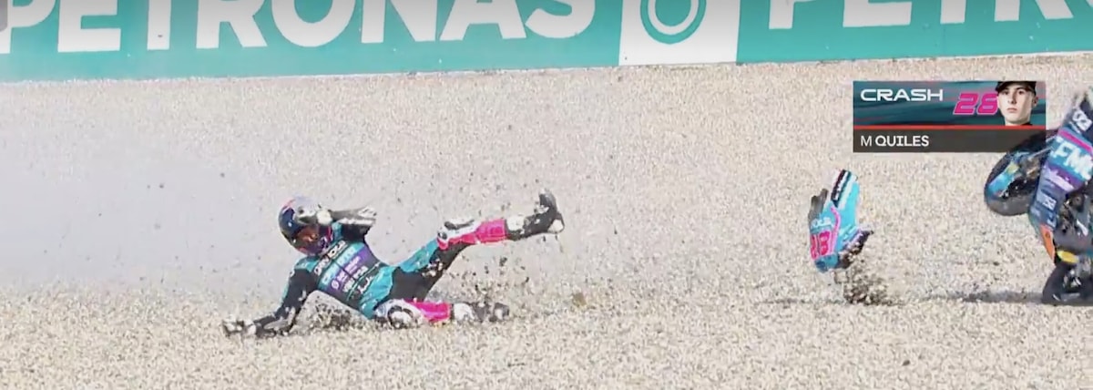Moto3, la sequenza della spaventosa caduta di Maximo Quiles a Barcellona