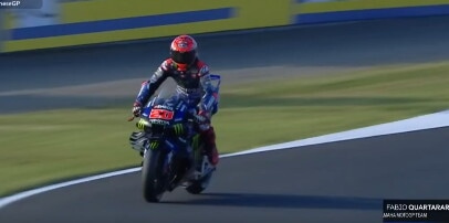 MotoGP, paura per Quartararo in Giappone: sfiora il muro per un pelo