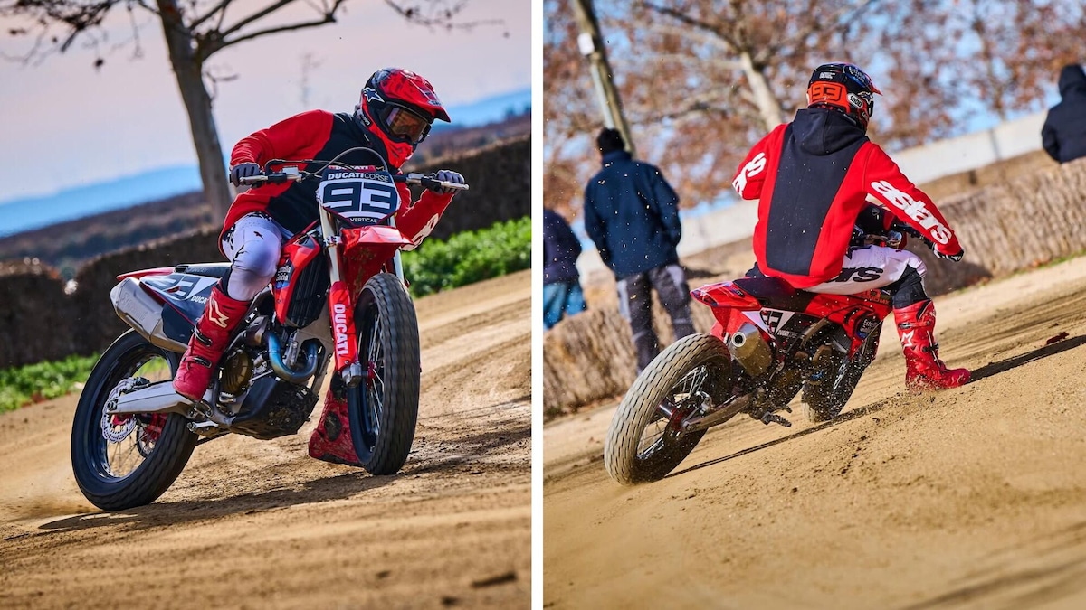 MotoGP, Marc Marquez è tornato ad allenarsi con la Ducati Desmo 450 MX Flat Track