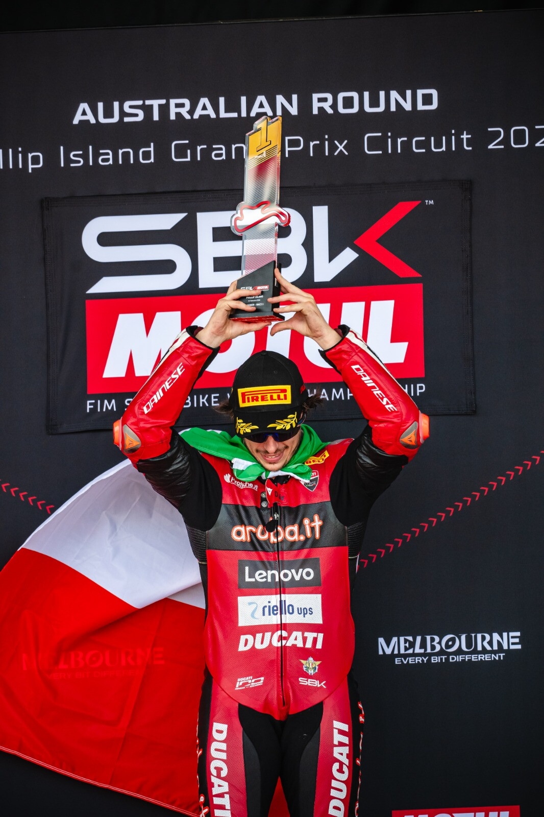 SBK, tutte le più belle foto del podio tricolore di Phillip Island 
