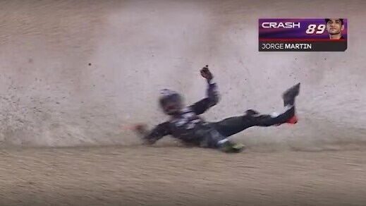 GP Spagna: la caduta a fine turno di Jorge Martin