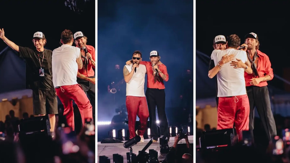 Valentino Rossi insieme a Jovanotti al concerto da record di Cremonini