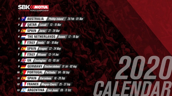 Superbike 2020: il calendario ufficiale