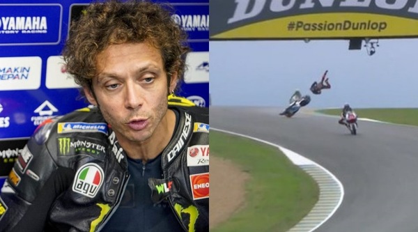 Rossi dopo la caduta di Marini: “che ca... di gomme hanno in Moto2?”