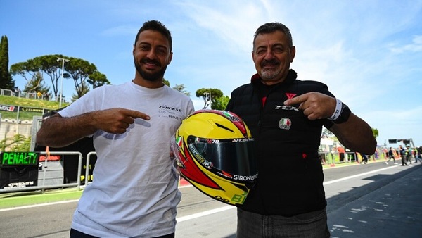 CIV SBK: Luca Vitali in pista a Vallelunga con il casco di papà Maurizio