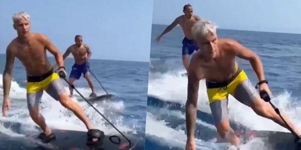 MotoGP, Quartararo e Hamilton insieme in mare con il surf elettrico