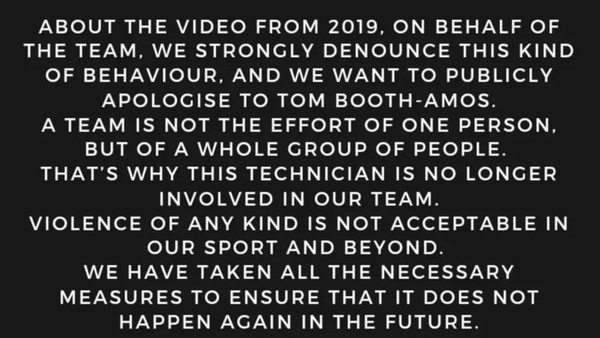 Booth-Amos, il team CIP: "Ci scusiamo, fatti inaccettabili"