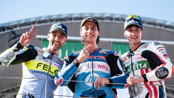 Casadei-Ferrari-Zannoni, dalla pista di San Mauro al podio MotoE