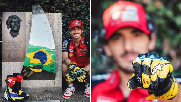 MotoGP Barcellona: Pecco Bagnaia omaggia Ayrton Senna