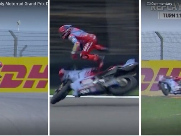 MotoGP, Sachsenring 2024: brutto high side di Marc Marquez in curva 11