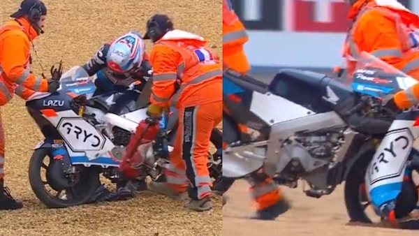 Moto3 Francia, moto completamente distrutta: le foto della sequenza