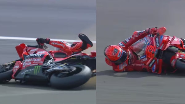 MotoGP, Marc Marquez, la sciocca caduta a Silverstone: le FOTO