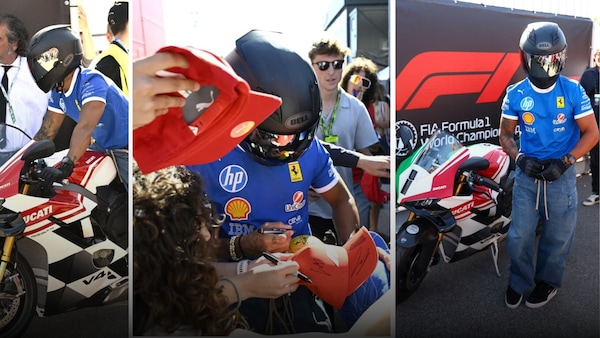 Hamilton da spettacolo a Monza: entra in sella ad una Ducati Panigale V4 Tricolore Italia