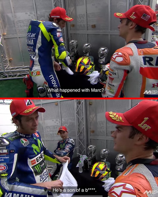 MotoGP, Rossi a Pedrosa: “Marc è un figlio di p…”