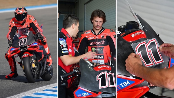 Nicolò Bulega in sella alla Ducati Desmosedici GP25 a Jerez: le foto