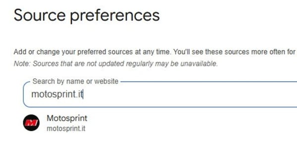 Google lancia le “Fonti Preferite”: ecco come aggiungere Motosprint.it ai siti che vuoi seguire per informarti