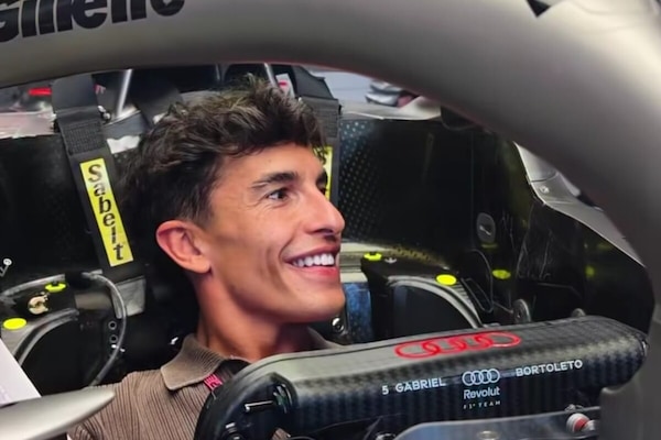 Dalla MotoGP alla Formula 1: Marc Márquez sulla Audi di Gabriel Bortoleto a Barcellona