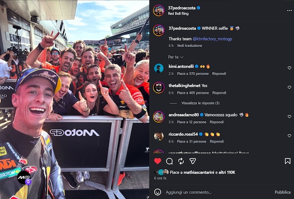 Pedro Acosta festeggia la prima vittoria in MotoGP con... Al Bano e Romina
