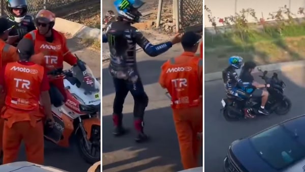 I commissari litigano per riportare Rins ai box in scooter: tutte le foto